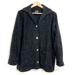 Vtg.‎ REI Fleece Cardigan Jacket Coat Womens Large Black Button Up Pouch Pockets